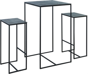Bord med 2 stole oxideret rå aluminium